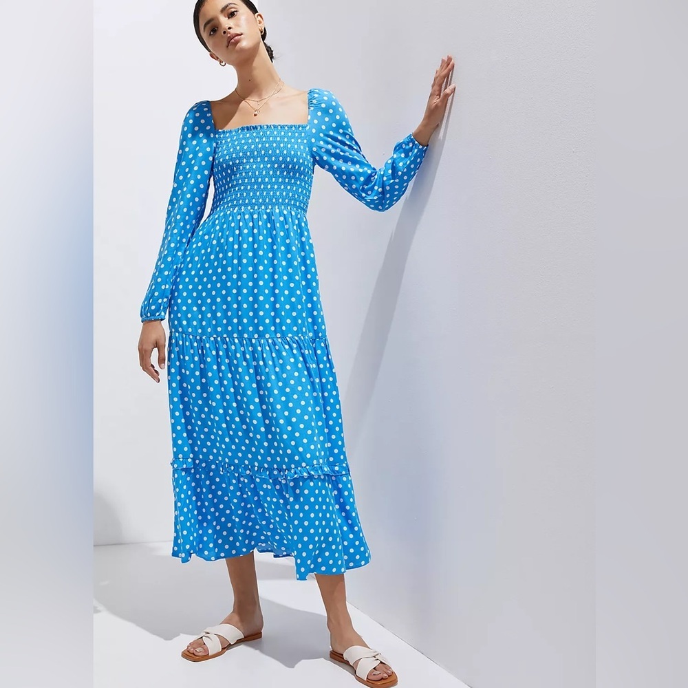 Anthropologie Blue Polka Dot Dress